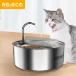 ROJECO 2 in 1 Automatic Pet Feeder Water Dispenser For Dog Cat Water Fountain Drinker Smart Cat Food Feeding Drinking Dual Bowls