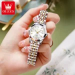 OLEVS – Orologio da Donna Elegante in Acciaio Inossidabile con Quadrante Rhombus Mirror - immagine 4