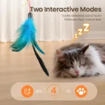 ROJECO – Giocattolo Interattivo 2 in 1 per Gatti con Laser e Piuma Retrattile - immagine 3