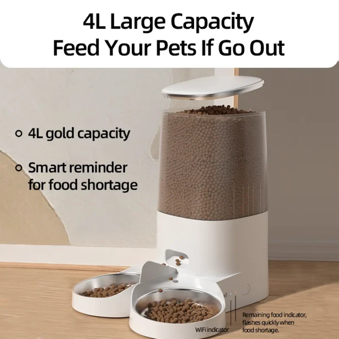 ROJECO SmartFeeder™ 4L - Dispenser Automatico WiFi per Cani e Gatti - immagine 2