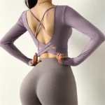 T-Shirt Sportiva Donna a Maniche Lunghe con Imbottitura Integrata e Retro Sexy – Traspirante e Elasticizzata - immagine 5