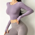 T-Shirt Sportiva Donna a Maniche Lunghe con Imbottitura Integrata e Retro Sexy – Traspirante e Elasticizzata - immagine 4