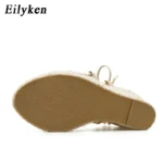Eilyken – Sandali con Zeppa Oro Champagne con Lacci e Cinturino alla Caviglia - immagine 4