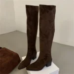 Eilyken – Stivali Vintage Over-the-Knee, Punta Affusolata, Tacco Quadrato, Perfetti per Autunno & Inverno