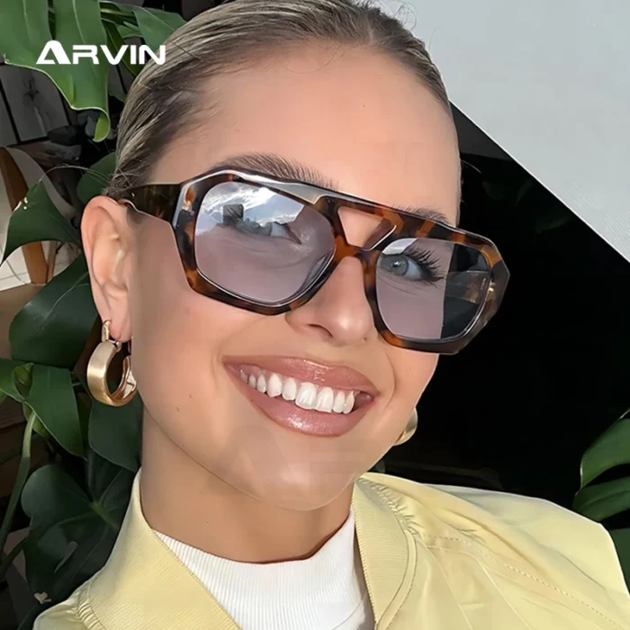 Arvin – Occhiali da Sole Retrò Oversize con Doppio Ponte e Lenti Sfumate UV400 - immagine 1