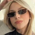 Arvin – Occhiali da Sole Rettangolari con Mezza Montatura in Metallo, Look Vintage Minimal - immagine 5