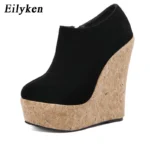 Eilyken – Sandali con Zeppa in Sughero e Punta Tonda con Zip, Stile Mules - immagine 2
