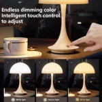 DBF – Lampada da Tavolo a LED a Forma di Fungo, Dimmerabile e Ricaricabile USB - immagine 3