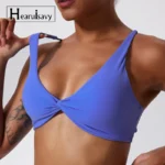 Hearuisavy Push-Up Sport Bra – Reggiseno Sportivo con Design a Pieghe