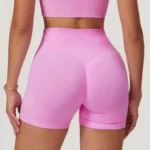 MIKETI – Pantaloncini Sportivi Donna Senza Cuciture a Vita Alta, Traspiranti per Yoga e Allenamento