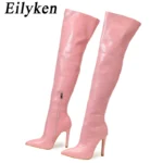 Eilyken – Stivali Over-the-Knee in Pelle Stampa Serpente, Sexy & di Tendenza