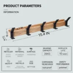 Appendiabiti Nordico in Legno – Design Moderno con 5 Ganci Rimovibili - immagine 6
