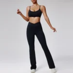 MIKETI – Set Sportivo Donna 2 Pezzi con Pantaloni Svasati e Top Smanicato, Traspirante e Quick-Dry - immagine 4