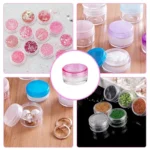 MiniGlow – Set 10 Barattolini Cosmetici Vuoti da 2g a 20g con Coperchi Colorati per Crema Viso e Balsamo Labbra - immagine 6