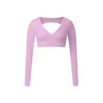 MIKETI – Top Yoga Donna a Maniche Lunghe Crop Push-Up, Traspirante e Quick-Dry - immagine 4