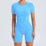 ZEEHOOH – Tuta Sportiva Donna Corto Senza Schiena con Effetto Scrunch, Perfetta per Fitness e Yoga