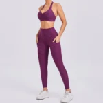 ZEEHOOH – Set Sportivo Donna con Reggiseno Senza Schiena Regolabile e Leggings Scrunch Push-Up, Asciugatura Rapida - immagine 5