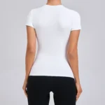 Top da donna Camicie da yoga Top da corsa ad asciugatura rapida Collant Push Up Allenamento Abbigliamento da palestra T-shirt sportive da fitness a maniche corte - immagine 4