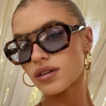 Arvin RetroLux – Occhiali da Sole Quadrati Vintage Unisex con Doppio Ponte e Finitura Leopardo - immagine 5