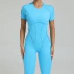 ZEEHOOH – Tuta Intera Sportiva Donna con Cerniera, Manica Corta e Vestibilità Push-Up per Palestra e Yoga - immagine 2