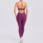 ZEEHOOH – Set Sportivo Donna con Reggiseno Senza Schiena Regolabile e Leggings Scrunch Push-Up, Asciugatura Rapida - immagine 6