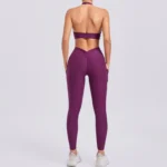 ZEEHOOH – Set Sportivo Donna con Reggiseno Senza Schiena Regolabile e Leggings Scrunch Push-Up, Asciugatura Rapida