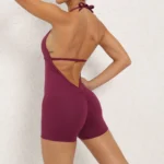 ZEEHOOH – Tuta Corta Sportiva Donna Senza Schiena, Aderente per Yoga, Palestra e Fitness Estivo - immagine 3