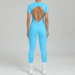 ZEEHOOH – Tuta Intera Sportiva Donna con Cerniera, Manica Corta e Vestibilità Push-Up per Palestra e Yoga - immagine 5