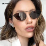 Arvin MetalGlam – Occhiali da Sole Cat Eye Triangolari Donna in Metallo Stile Vintage Party Look UV400 - immagine 2