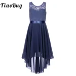 TiaoBug – Abito Principessa in Chiffon per Ragazze con Pizzo Floreale, Orlo Asimmetrico per Feste e Danza Lirica