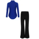 TiaoBug – Completo da Ballo Latino per Bambini con Body a Strass e Pantaloni Elasticizzati per Competizioni - immagine 2