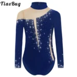 TiaoBug – Body da Ginnastica e Pattinaggio per Ragazze con Strass e Maniche Lunghe
