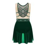 TiaoBug – Abito da danza lirica e pattinaggio artistico per ragazze, body con strass e tutu in chiffon trasparente - immagine 2