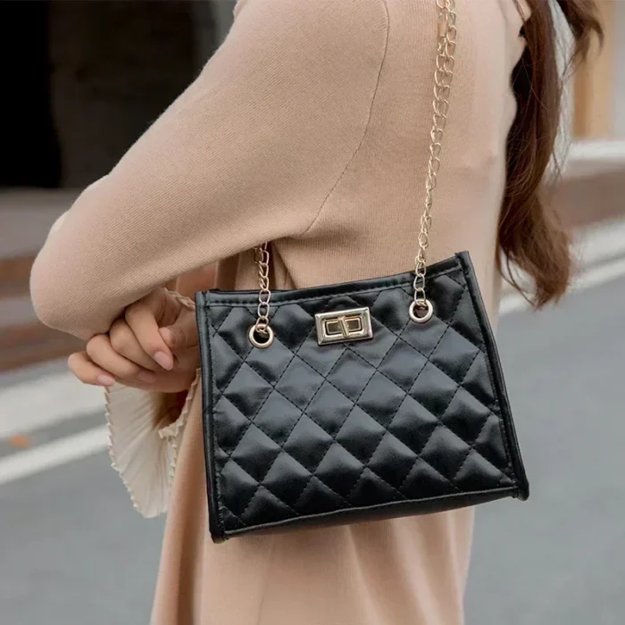 Zeluxe – Borsa a Spalla da Donna con Catena e Trapuntatura a Rombo, Stile Elegante Sottoascella - immagine 1