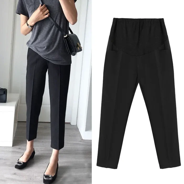 Wheat&Turtle – Pantaloni Premaman da Lavoro con Fascia Regolabile e Tasche, Stile Elegante da Ufficio - immagine 4