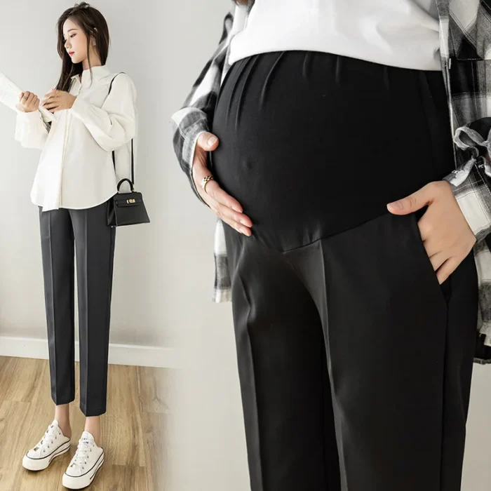 Wheat&Turtle – Pantaloni Premaman da Lavoro con Fascia Regolabile e Tasche, Stile Elegante da Ufficio - immagine 1