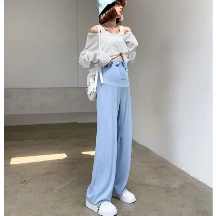Pantaloni larghi moda estiva a 6 colori per donne incinte pantaloni dritti a gamba larga traspiranti abbigliamento premaman regolabile - immagine 1