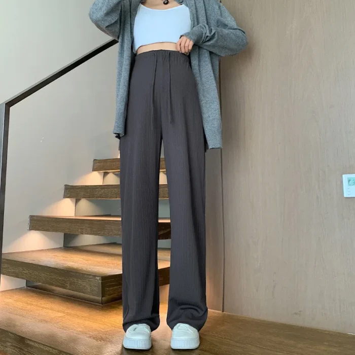 LiviaMum – Pantaloni Premaman a Gamba Larga con Coulisse, Stile Casual Senza Fascia Addominale - immagine 6