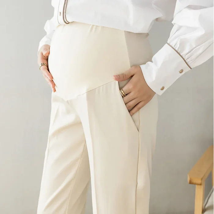 Wheat&Turtle – Pantaloni Premaman da Lavoro con Fascia Regolabile e Tasche, Stile Elegante da Ufficio - immagine 3