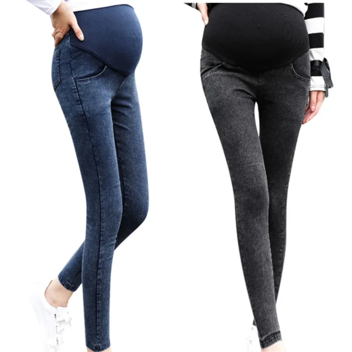 MammaDenim – Jeans Premaman Elasticizzati Neri con Fascia Protettiva per la Pancia - immagine 1