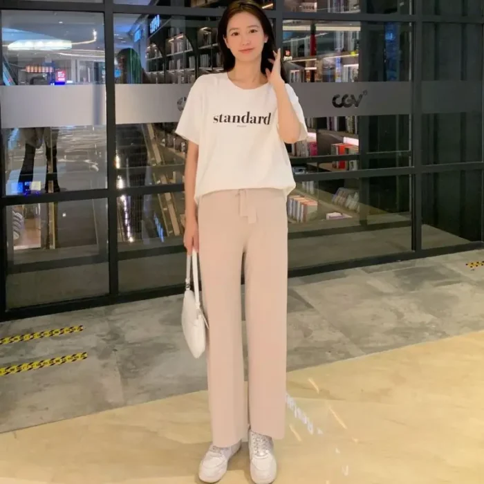 Pantaloni larghi moda estiva a 6 colori per donne incinte pantaloni dritti a gamba larga traspiranti abbigliamento premaman regolabile - immagine 2