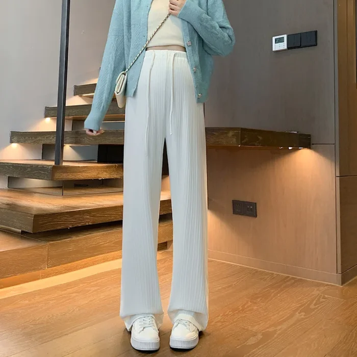 LiviaMum – Pantaloni Premaman a Gamba Larga con Coulisse, Stile Casual Senza Fascia Addominale - immagine 5
