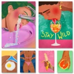 KanvasMood – Stampa Astratta Moderna su Tela senza Cornice, Poster Decorativo Verticale per Pareti di Casa, Bar o Ufficio