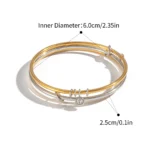 Doyours – Bracciale rigido multistrato bicolore in acciaio inox placcato oro 18K con pendente zircone - immagine 6
