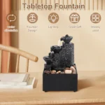 NatureGlow – Fontana da Tavolo con Cascata a 3 Livelli, Luci Soffuse e Ciottoli Naturali, per Meditazione e Relax - immagine 5