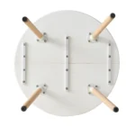 EGOONM – Set Tavolo da Pranzo Rotondo in Legno con 4 Sedie Imbottite in PU, Stile Nordico Moderno - immagine 5