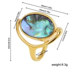 Doyours – Anello ovale girevole double face con conchiglia bianca e abalone placcato oro 18K - immagine 6