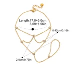 Doyours – Bracciale con anello collegato e nappa in zirconi cubici in acciaio inox placcato oro 18K - immagine 6