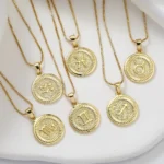 Doyours – Collana segno zodiacale placcata oro con ciondolo moneta rotonda 12 costellazioni - immagine 5
