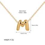 Doyours – Collana iniziale mini alfabeto A-Z in acciaio inox placcato oro 18K stile Bubble - immagine 6
